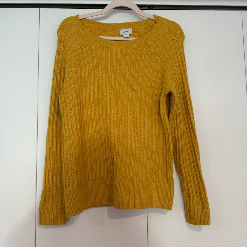 Old Navy Yellow Crew Neck Sweater Ribbed Knit